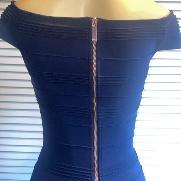 TED BAKER- Women’s Dark Blue Inan Textured Bardot Dress size O - Picture 10 of 12